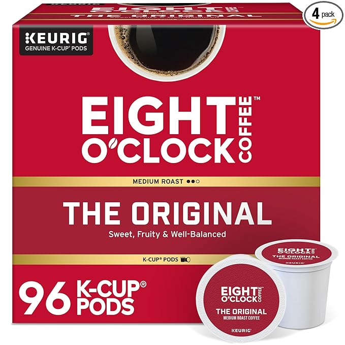 Eight O'Clock Coffee The Original, Single-Serve Keurig K-Cup Pods, Medium Roast Coffee Pods, 96 Count