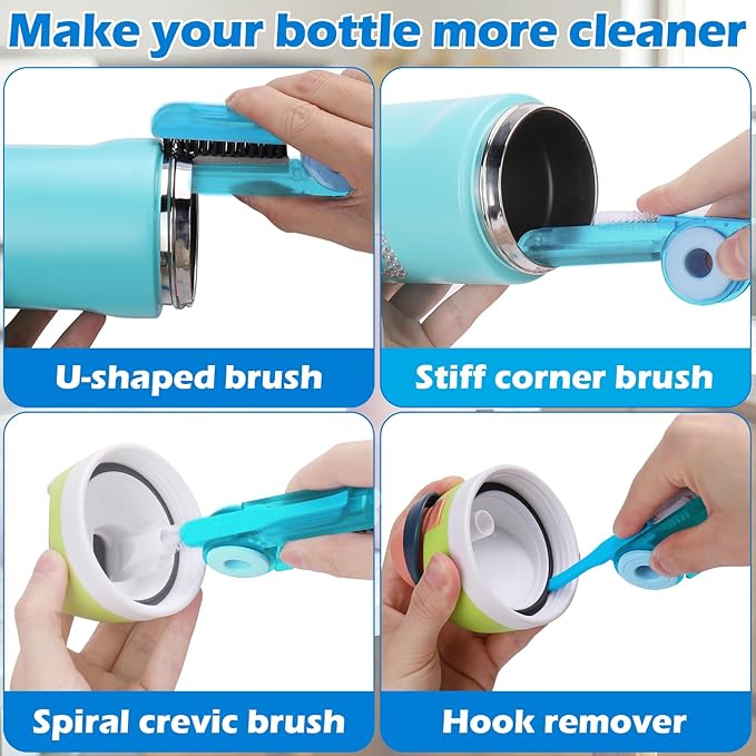 Palksky Water Bottle Cleaner Brush Kit for Hydroflask, Wide Straw Lid Brushes and Long Handle Scrubbing Bottles Brush for Hydro Flask 16/24/32/40 oz Cups