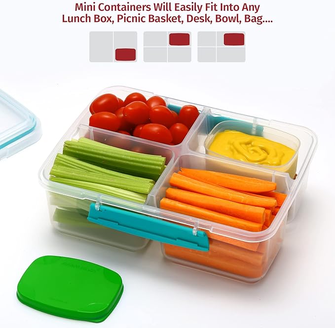 Reusable Airtight Containers 3 oz 8 Pack for Snacks, Baby/Toddler Puree, Condiments, Picnics, Food Prep, Lunch - Plastic Storage Containers, Dishwasher, Microwave, Freezer Safe, BPA Free