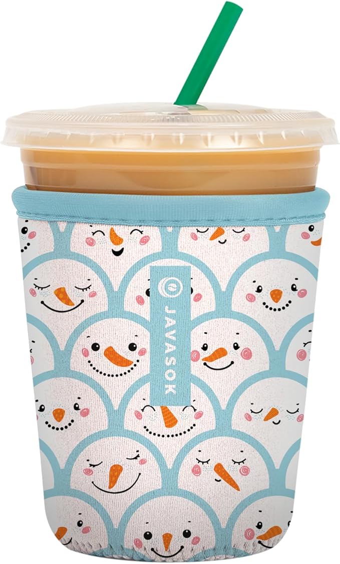 Sok It JavaSok Iced Coffee & Cold Soda Insulated Neoprene Cup Sleeve (Snow Friends, Small: 16-20oz)