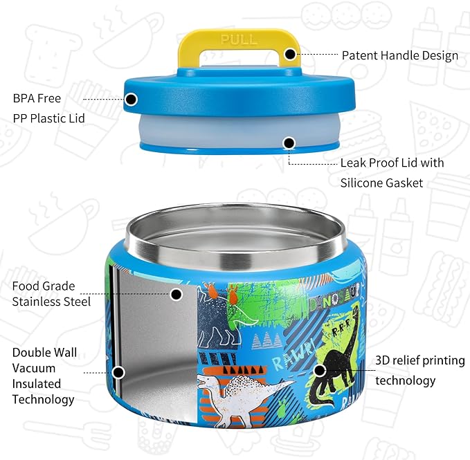 MAISON HUIS 8oz Soup Thermo Wide Mouth Vacuum Insulated Thermo Jar, Leak Proof Stainless Steel Food Container