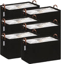 Hinwo 70L Extra Large Storage Bins, 6-Pack Closet Organizers and Storage, Foldable Clothes Storage Baskets with Handles, Containers for Clothing, Blanket, Comforters, Toys, Bedding (Black)