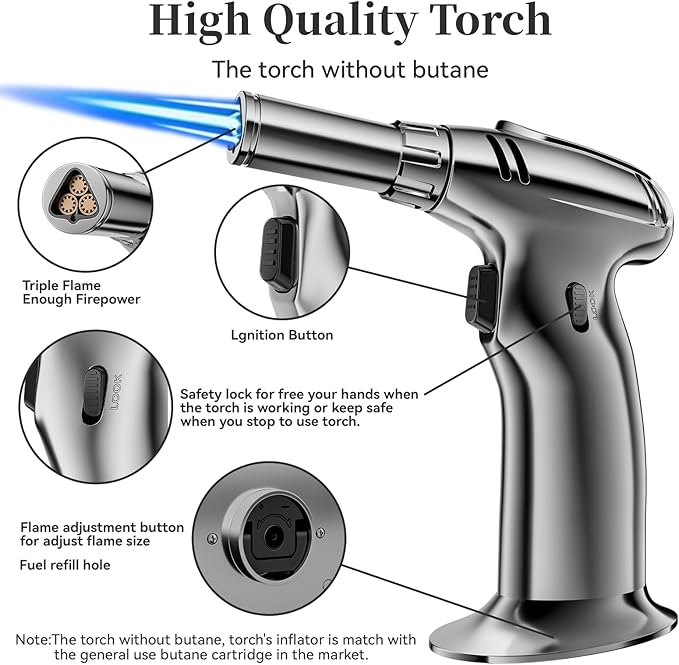 Cocktail Smoker Kit with Torch and Whiskey Glass, 6 Flavors Wood Chips and 3 Whisky Stones for Whiskey & Bourbon, Gift for Husband, Birthday Gift (No Butane), Brown