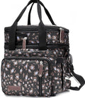 MOV COMPRA Leopard Lunch Bags for Women,Expandable Large Lunch Box,Leakproof Double Deck Lunch Box Cooler Tote Bag with Removable Shoulder Strap（Leopard Print）
