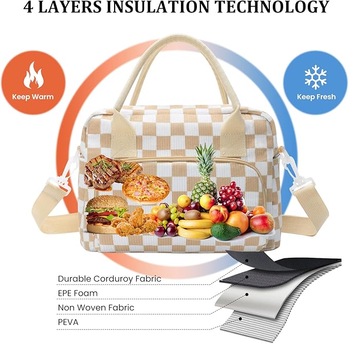 MEXS Insulated Lunch Bag for Women Men Large Reusable Lunch Box Adult Leakproof Portable Cooler Tote Bags for Work Picnic