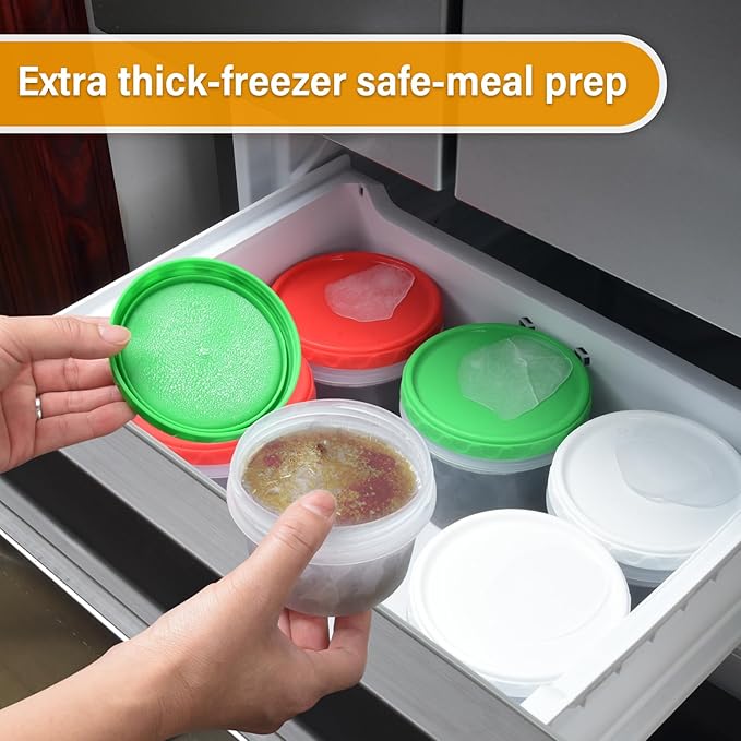 EONJOE 8 oz Small Freezer Containers with Lids Stackable Plastic Food Storage Container 1 Cup Meal Prep Bowls Airtight Dishwasher Safe,6-pack