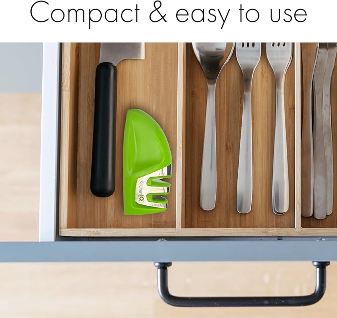 KitchenIQ 51422 | Edge Grip 2-Stage Knife Sharpener | Green – 3 Pack | Coarse & Fine Sharpener | Compact for Easy Storage | Stable Non-Slip Base | Soft Grip Rubber Handle | Straight & Serrated Knives