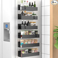 6 Pack Magnetic Spice Storage Rack Organizer for Refrigerator and Oven, Matt Black Fridge Organizers and Storage
