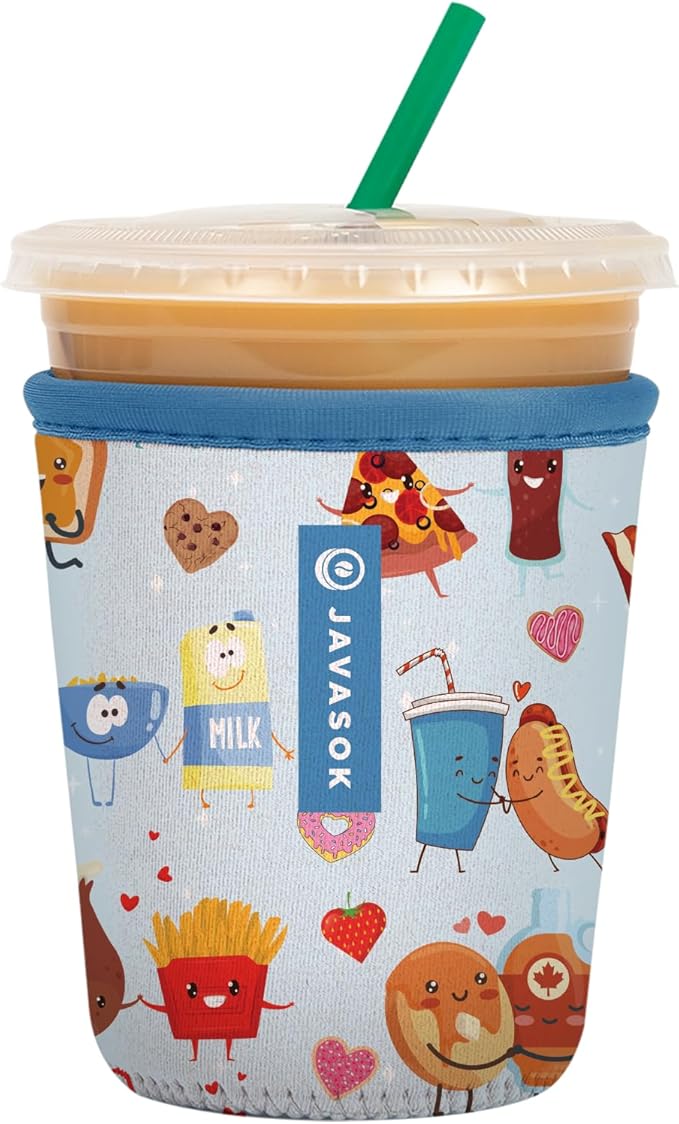 Sok It JavaSok Iced Coffee & Cold Soda Insulated Neoprene Cup Sleeve (Bestie Bites, Small: 16-20oz)