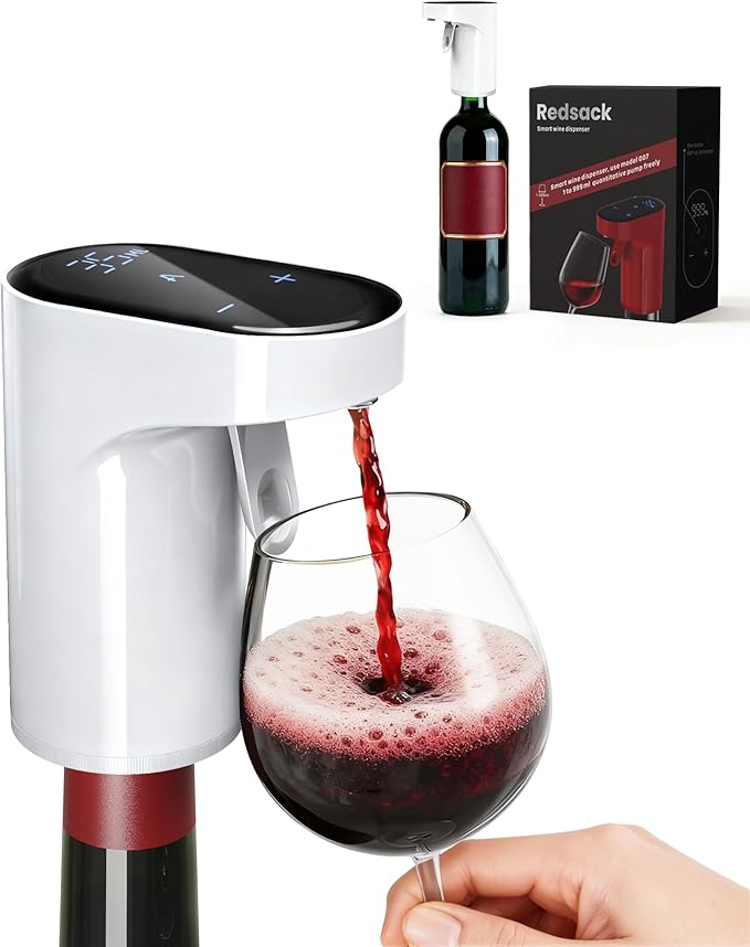 5-in-1 Electric Wine Decanter with Aerator,Digital Alcohol Bottle Dispenser Adjustable Dosing,Smart Whiskey Pourer, Liquor/Spirits Pump Automatic,Nice Gifts for Women Men Mom Dad Husband Boss (White)