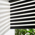 Persilux Cordless Zebra Shades (47" W X 72" H, Black) Free-Stop Window Shades Dual Layer Light Control for Day and Night, Light Filtering Sheer Blinds for Windows, Easy to Install
