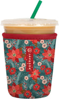 Sok It JavaSok Iced Coffee & Cold Soda Insulated Neoprene Cup Sleeve (Pastel Poinsettias, Small: 16-20oz)