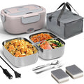 Electric Lunch Box for Adults - 80W Fast Heated Lunch Box for Men&Women with Dual 1.5L Stainless Steel Containers Fast Heating Portable Food Warmer for Car&Truck lonchera eléctrica portátil