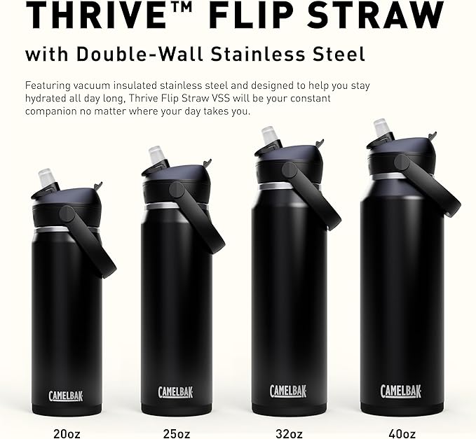 CamelBak Thrive Flip Straw Insulated Stainless Steel Water Bottle Stone, 40oz