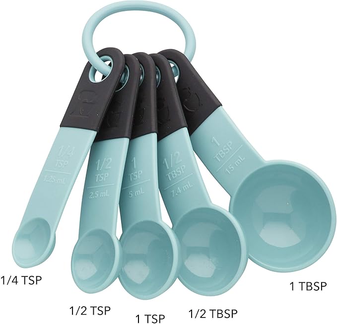 Kitchen Aid Classic Measuring Spoons, 5 Count (Pack 1), Aqua