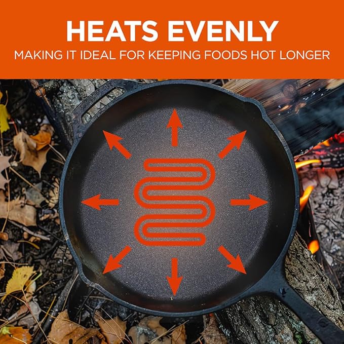 Commercial CHEF 10.25 Inch Preseasoned Cast Iron Skillet, Cast Iron Pan with Dual Pour Spouts