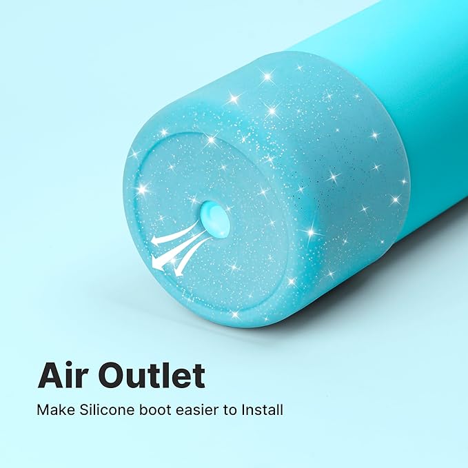 Silicone Water Bottle Boot for Owala 24 oz, Anti-Slip Protective Sleeve for Owala Twist & FreeSip & Flip Stainless Steel Water Bottle, Boot Bottom Base for Owala (Glitter Blue)