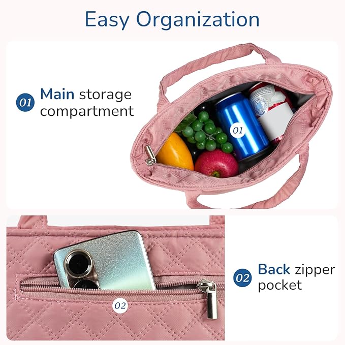 Gloppie Women's Lunch Bag for Work | Lonchera para Mujer - Leakproof & Insulated Tote | Water-Resistant Thermal Meal Cooler | Reusable Lunch Tote Pink