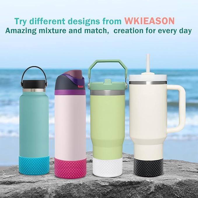 WK IEASON 2 Pcs Tumbler Bottom Protector Boot for Stanley Quencher Adventure 40oz & Stanley IceFlow 20oz 30oz, Stealth Landing-2.83inch Bottom Diameter
