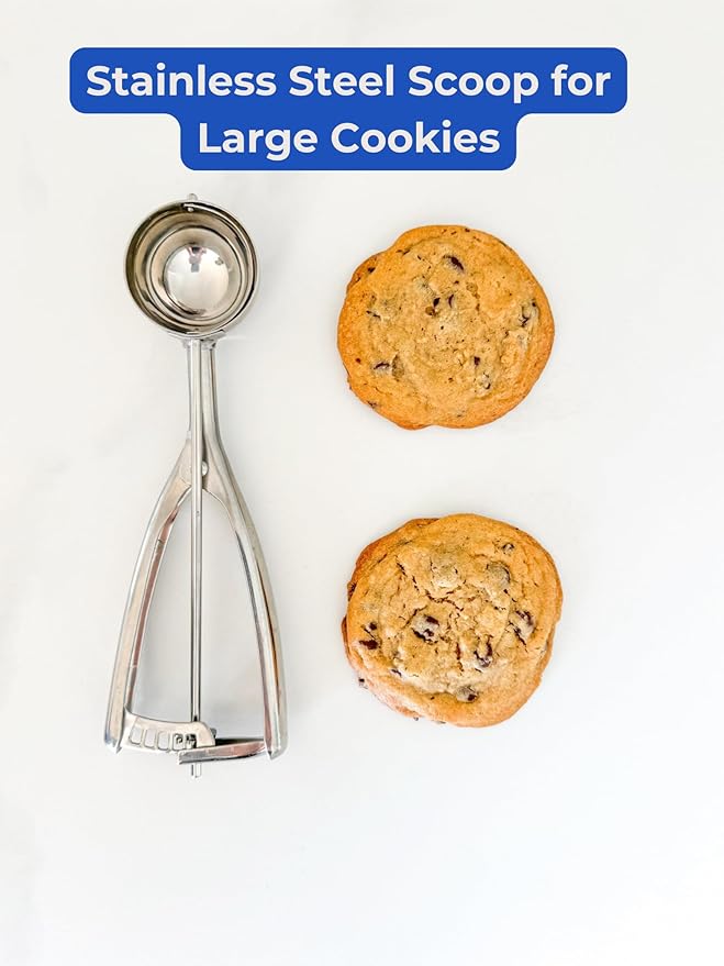 Jenaluca Large Scoop - Ice Cream, Cookie Dough & Cupcake Scooper - 3 tablespoon 1.5 ounce disher #24 stainless steel icecream, batter & baking scoop