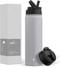 JoyJolt Triple Insulated Water Bottle with Straw Lid AND Flip Lid! 22oz Water Bottle, 12 Hour Hot/Cold Vacuum Insulated Stainless Steel Water Bottle. BPA-Free Leakproof Water Bottles - Thermos Bottle