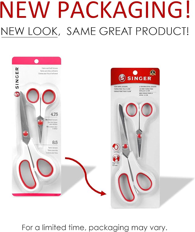 Singer 3404 Scissors, Red & White (1-Pack)