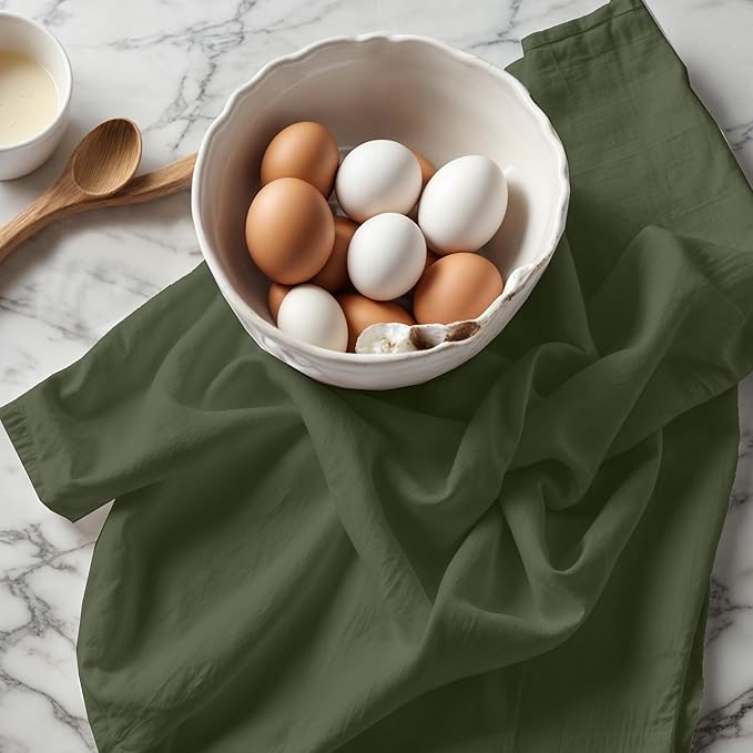 ZOYER Flour Sack Towels 28" x 28", 12 Pack - 100% Cotton Dish Towel - Machine Washable TeaTowels, Ultra Absorbent BarTowels, Dish Cloth Perfect for Drying Dishes & Cleaning - Olive