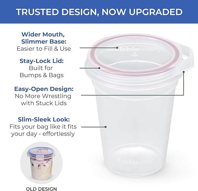 JoyPlus Overnight Oats Containers with Lids Plastic (Beige) - Meal Prep Containers Reusable for Food Storage – 16oz Jars for Breakfast, Snacks, and Lunch