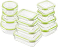 Bayco Glass Food Storage Containers with Lids, [24 Piece] Glass Meal Prep Containers, Airtight Glass Bento Boxes, Leak Proof (12 lids & 12 Containers) - Green