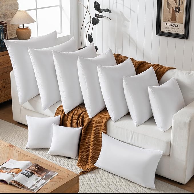 Euro Pillow Inserts 28x28 - Down Feather Pillow Inserts-Cotton Fabric-Set of 2-White.