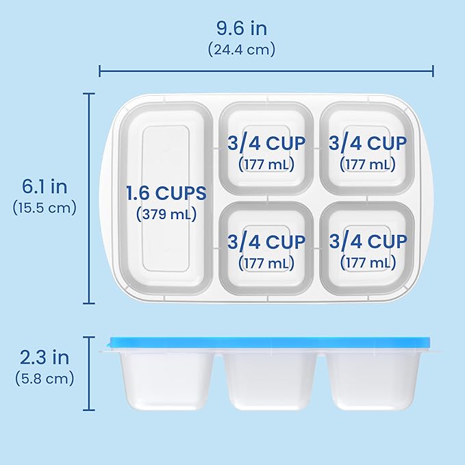 Bentgo Easyboxes - Reusable 5-Compartment Food Containers, Stackable 8-Piece Set, 4 Trays & 4 Lids, BPA-Free Food Storage for Meal Prep, School, & Work; Lunch Boxes with Patented Design (Classic)