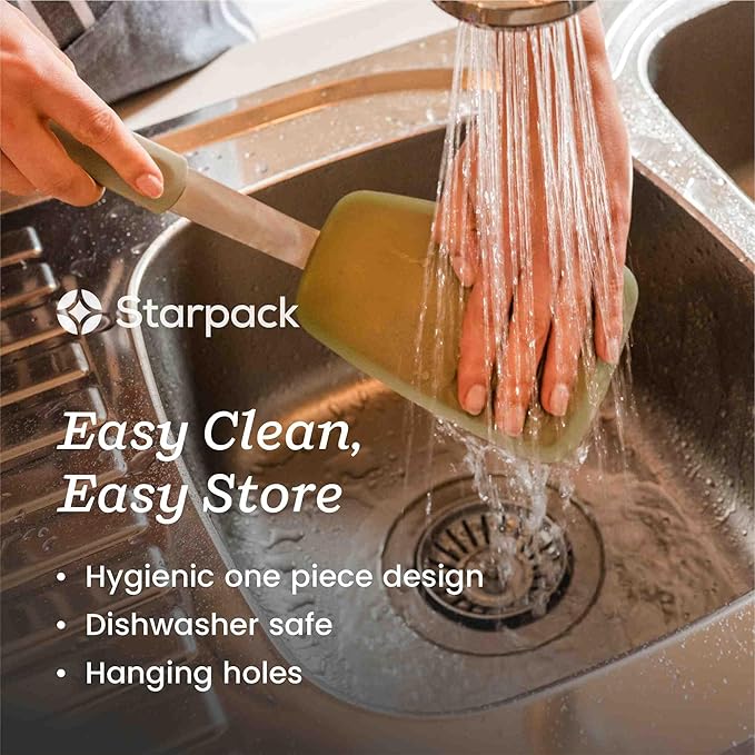 Starpack 'Flex & Flip' Flexible Silicone Turner Spatula (Wide) - High Heat Resistant Spatulas for Cooking Egg 600°F - Silicone Pancake Turner Spatula, LFGB Grade Non Stick Rubber Kitchen Utensils