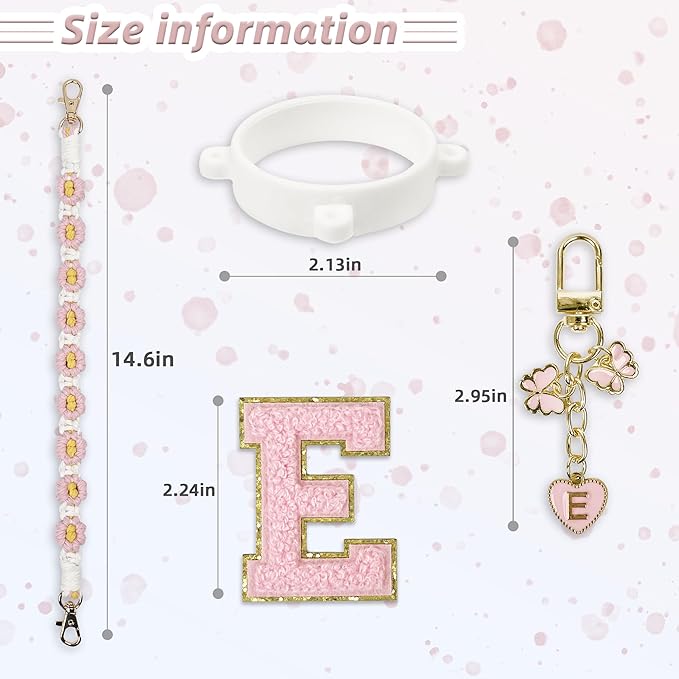 Cute Letter Charm Set Compatible with Owala Water Bottle 24 oz, 32 oz, 40 oz, Owala Kids, Owala Coffee Tumbler, Owala FreeSip – Includes Handle Strap, for Owala Accessories & Stanley Cup Accessories