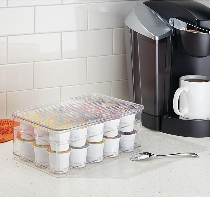 iDesign Stackable Coffee Pod Holder for K-Cup Pods - 29 K-Cup Capacity - Set of 2 - Clear
