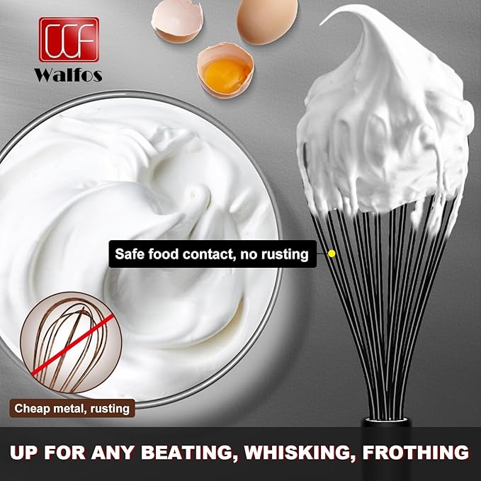 Silicone Whisks set with 7+5in mini stainless steel whisk, Non Scratch Coated 7+9+11in Whisks for Nonstick Cookware,Premium for Blending, Whisking, Beating, Frothing & Stirring