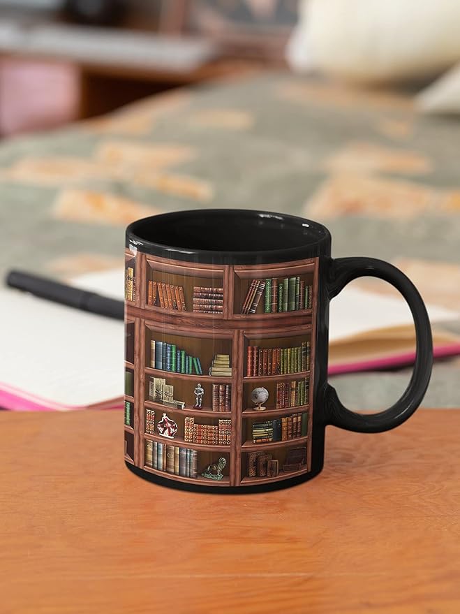 2IMT Book Mug Librarian Gifts for Book Lovers Women - Library Coffee Mug Books Club Gifts for Women - Reading Bookish Items Bookworm Librarian Lovers for Readers Writer Black 11oz