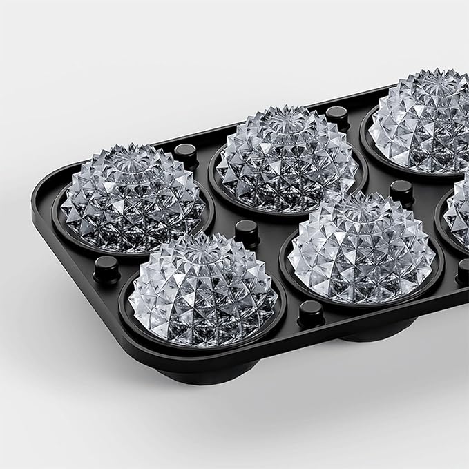 Samuelworld 3D Ice Ball Mold - Silicone Sphere Ice Tray for Cocktails, Whiskey, Unique Design Silicone Ice Tray for Perfectly Round Ice Balls, Stylish Round Ice for Home Bar and Party (Black)
