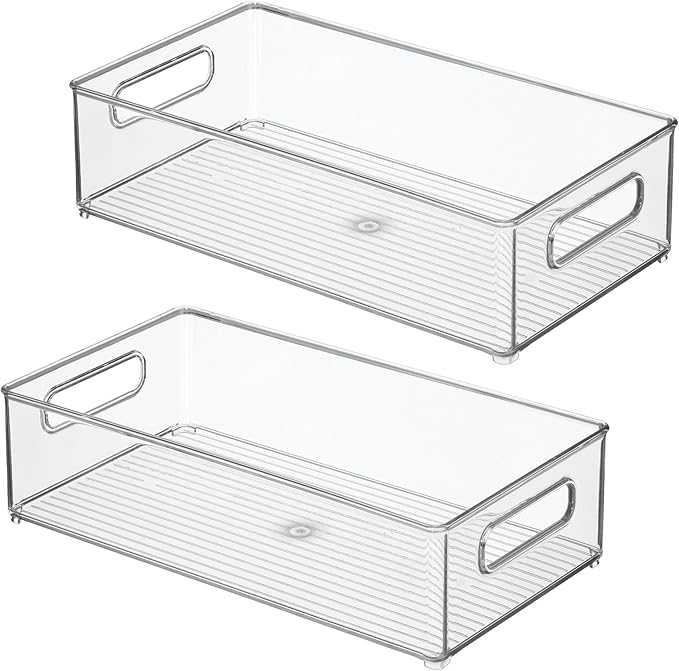 iDesign Stackable Fridge Bin - Storage Bin for Freezer or Pantry, Set of 2, Clear, Made in USA