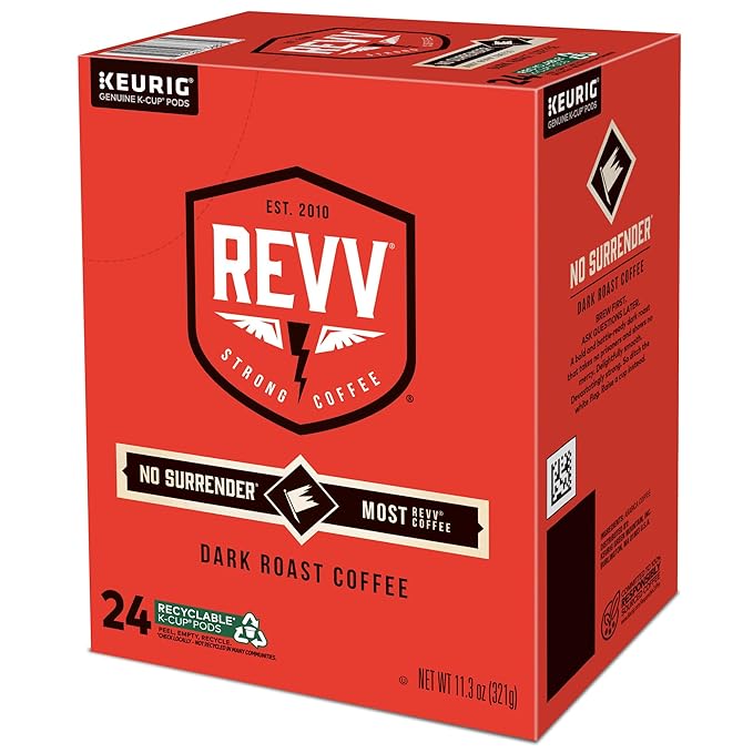 REVV No Surrender Keurig Single-Serve K-Cup Pods, Dark Roast Coffee, 96 Count
