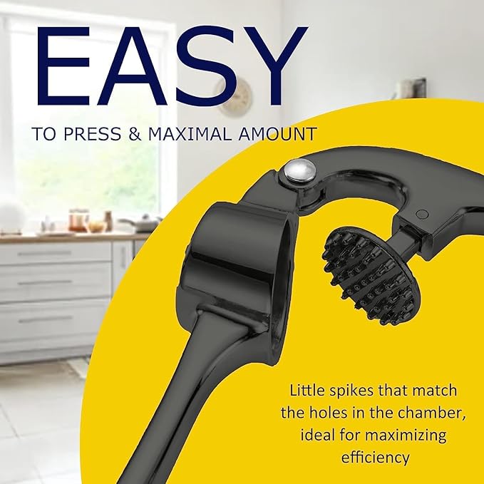 Premium Garlic Press Stainless Steel - Elevate Your Culinary Experience with Our Premium Garlic Mincer, Crusher & Peeler Set, Dishwasher Safe & Rust-proof (Matte-Black)
