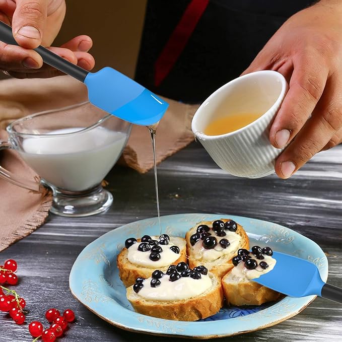 Coukre Silicone Spatula Set of 5,High Temperature Resistant, Food Grade Silicone, Dishwasher Safe, for Baking, Cooking (Blue Black)