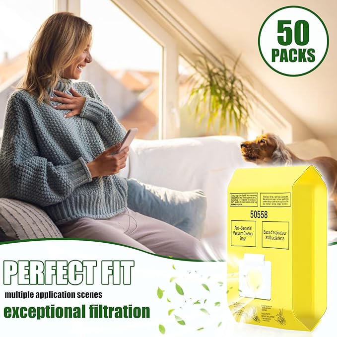50 Pack Vacuum Cleaner Bags Fit for Kenmore Canister Type C/Q 5055 50555 50557 50558 and Pana·sonic Type C-5 C-18, 200 Series, 400 Series, 600 Series, 700 Series, 800 Series (50 Pack)