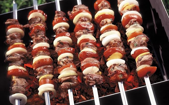 Metal Skewer for Grilling,Kabob Skewer,Flat BBQ Barbecue Skewer,Grilling Skewers Set,Reusable BBQ (14" skewer(16 pack))