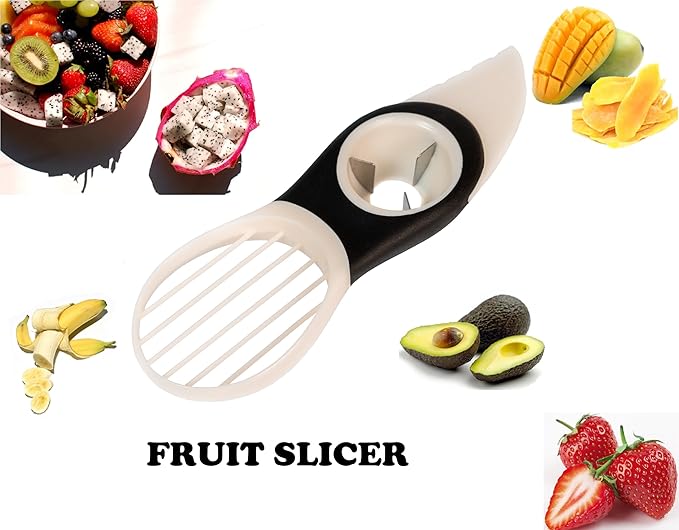 Avocado Fruit Slicer Pitter 3 in 1 Banana Dragon Fruit Peach Pear Passionfruit White & Black Kitchen Gadget Tool Comfortable to Grip Core Remover Food Safe Fruit & Vegetable PHOENA