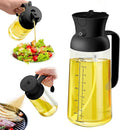 YARRAMATE Large Capacity 2 in 1 Oil Sprayer for Cooking with Measuring, 18oz/550ml Olive Oil Dispenser for Kitchen, Food-grade Oil Spritzer Bottle for Air Fryer, Salad BBQ (Black)