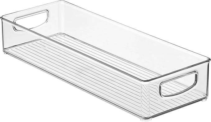 iDesign Slim Extra Long Clear Storage Bin, Narrow Stackable Organizer for Kitchen or Pantry