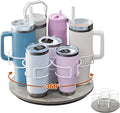 Water Bottle Organizer for Stanley 20/30/40oz, Rotating Stanley Cup Organizer Holder, Bottle Organizer for Stanley Simple Modern Owala Yeti, Tumbler Lazy Susan, Gray