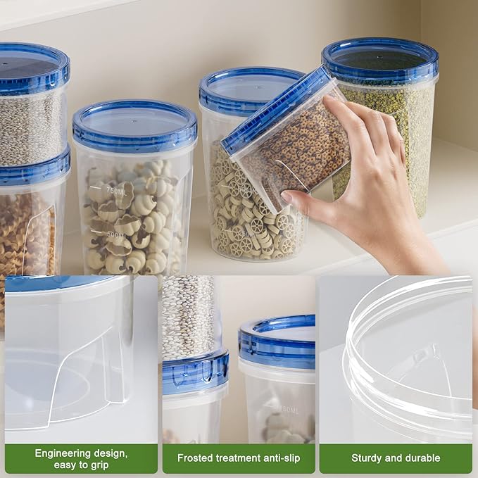 Reusable Freezer Storage Container Sets with Airtight Twist Top Lid, [12 Pack-16 oz] Round BPA-Free Plastic Containers with Lids for Kitchen Meal Prep, Microwave, Dishwasher and Freezer Safe