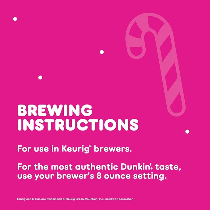 Dunkin’ White Chocolate Peppermint Artificially Flavored Coffee, K-Cup Pods, 60 Ct.