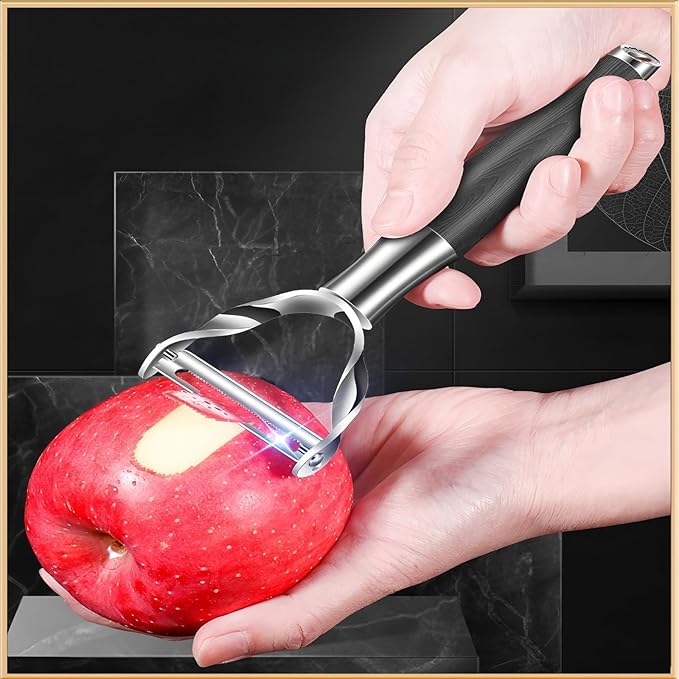 Peeler Ultra Sharp Stainless Steel Blades and Anti-slip Wood Handle Vegetable Fruit Potato Carrot Apple Peeler for Efficient Kitchen Prep
